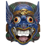 Fair Trade Indonesian Balinese Wooden Hand-Painted Barong Keket Ritual Mask